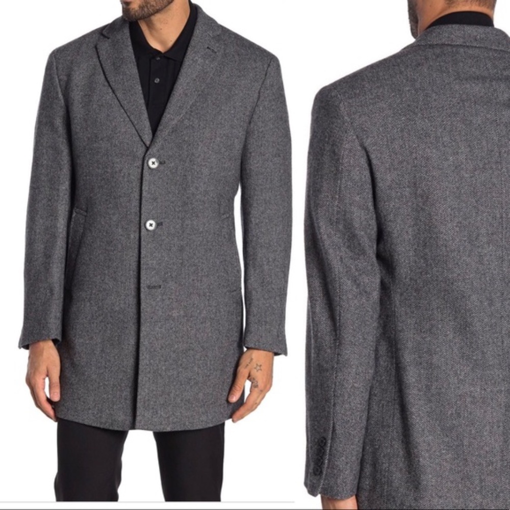Calvin Klein Prosper Houndstooth Wool Blend Coat
